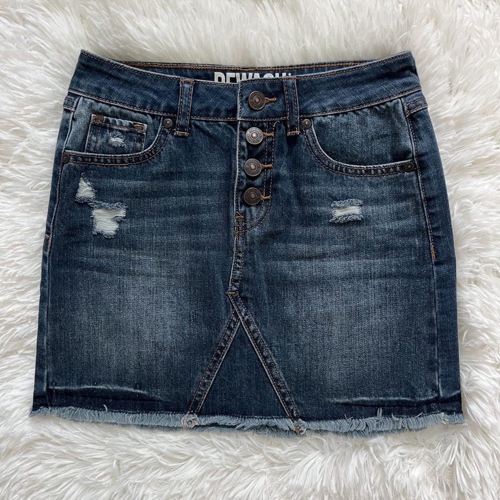 Rewash Brand Frayed High-Waisted Blue Jean Mini Skirt Size Medium